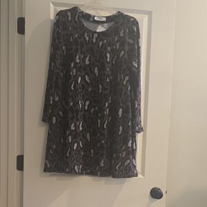 Peach Love California Leopard Print Dress - Black and Gray